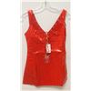 Image 1 : PEECABOO 1PC WOMENS RED PLEATHER LACE UP FRONT