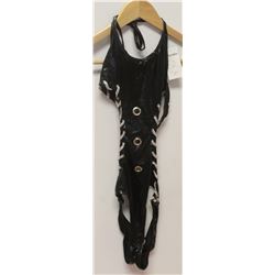 PEECABOO 1PC WOMENS BLACK PLEATHER & SILVER