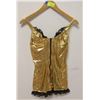 Image 1 : PEECABOO 1PC WOMENS GOLD W/ BLACK LACE ZIP UP