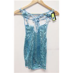 PEECABOO 1PC WOMENS AQUA SEQUINS ADULT COCKTAIL