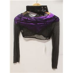 PEECABOO 3PC WOMENS BLACK SHEER LONG SLEEVE TOP