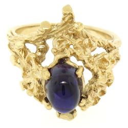 Estate 14kt Yellow Gold 1.98 ctw Amethyst Coral Reef Nugget Cocktail Ring