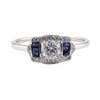 Image 1 : 0.64 ctw Diamond and Sapphire Ring - Platinum