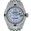 Image 1 : Rolex Ladies Stainless Steel Quickset Blue MOP Diamond Lugs Datejust Wristwatch