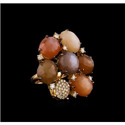 25.14 ctw Sunstone and Diamond Ring - 18KT Yellow Gold