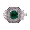 Image 1 : 1.15 ctw Emerald and Diamond Ring - 18KT White Gold