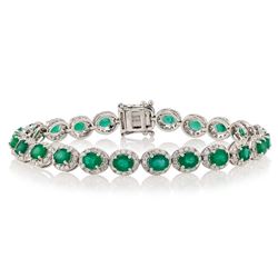 7.64 ctw Emerald and 2.63 ctw Diamond 14K White Gold Bracelet