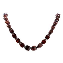 Cherry Colored Baltic Amber Necklace - 14KT Yellow Gold Clasp