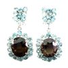 Image 1 : Natural  Oval Smoky Quartz 19x15 MM Earrings