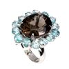 Image 1 : Natural  Smoky Quartz 18x15mm & Topaz Ring