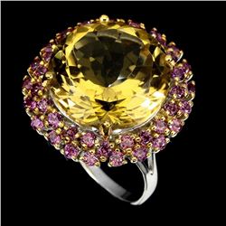 Natural Citrine & Rhodolite Garnet Handmade Ring