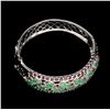 Image 3 : Natural Green Emerald & Rhodolite Garnet Bangle