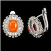 Image 2 : Natural  Orange Fire Opal 8x6 MM Earrings