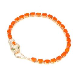 Natural  Orange Fire Ethopian Opal 6x4 MM Bracelet