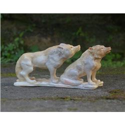 Stunning Hand Carved Moose Antler Wolves