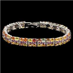 Natural Multi Color Sapphire, Rhodolite Garnet Bracelet