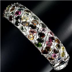 Natural Unheated Multi Color Tourmaline Bangle