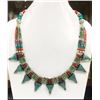 Image 1 : Tibet Hand Made Turquoise & Coral Necklace