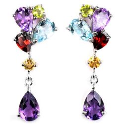 Natural TOPAZ AMETHYST GARNET PERIDOT & CITRINE Earring