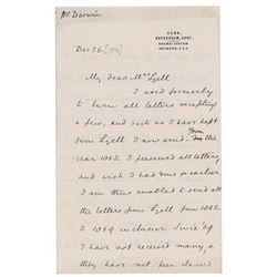 Charles Darwin Letter Signed with Autograph Postscript