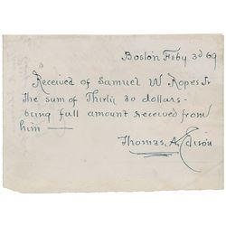 Thomas Edison Autograph Document Signed