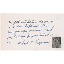 Richard Feynman Autograph Note Signed