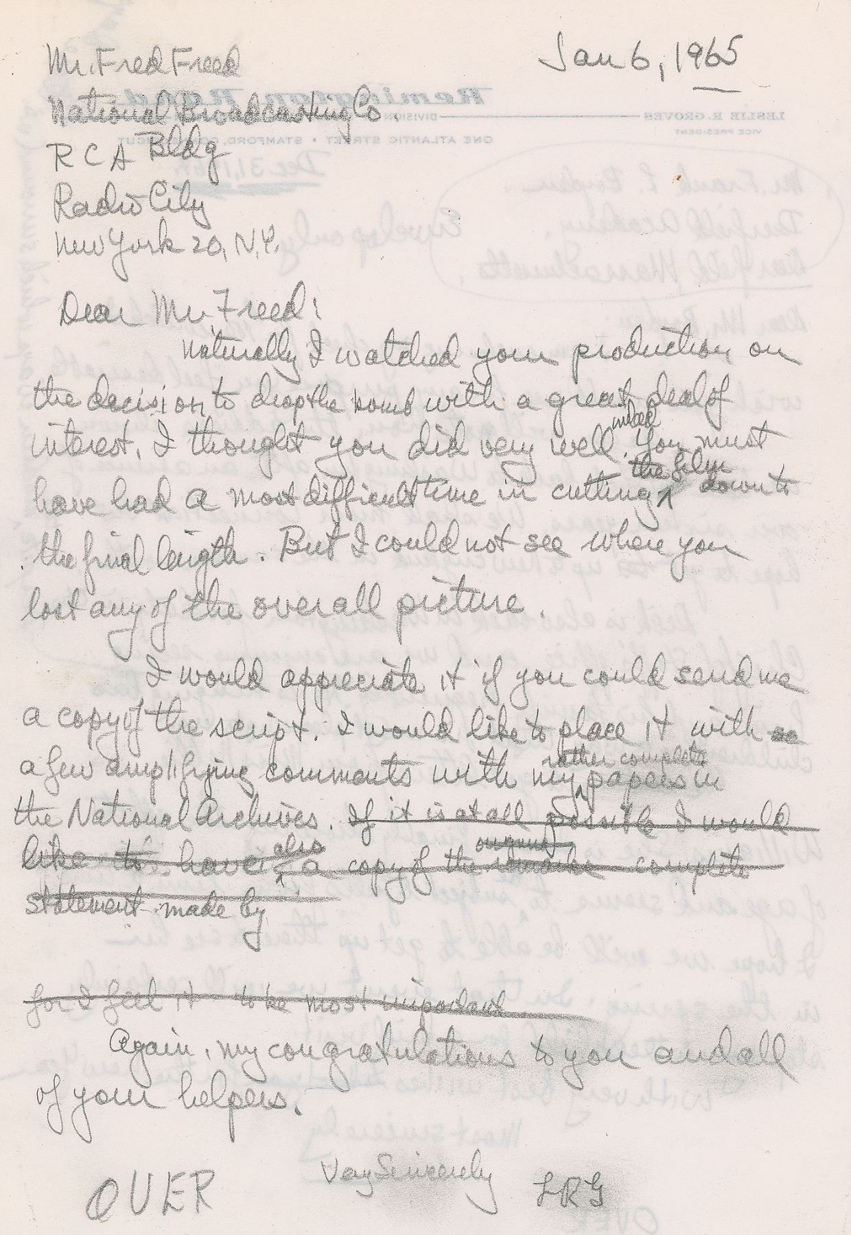 Leslie Groves Handwritten Draft Letters