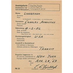 Charles Lindbergh Document Signed