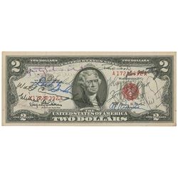 Apollo Astronauts Signed Two-Dollar Bill