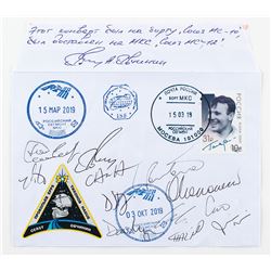 Soyuz MS-10 Flown Cover Signed by 12 ISS Astronauts