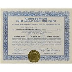 Apollo 9 Atlantic Recovery Force Certificate