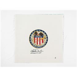 John Young's Apollo 16 Beta Cloth Signed by Charlie Duke
