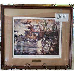 Ducks Unlimited "Pintail Mirage" by Heiner Hertling Framed 27"w x 24"h