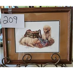 Golden Retriever Pups 1962/3500 Framed 16"w x 13"h
