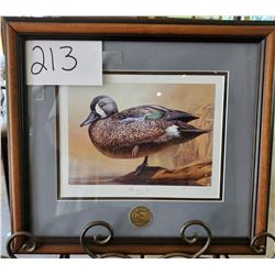 Ducks Unlimited 1310/2000 "Blue Winged Teal" by Daniel Brenck Framed 17 1/2"w x 16"h