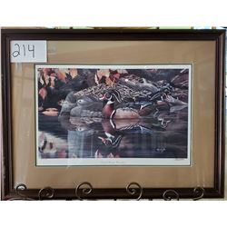 Ducks Unlimited 804/1500 "Dark Water Woodies" by Howard Poe Framed 30"w x 23"h