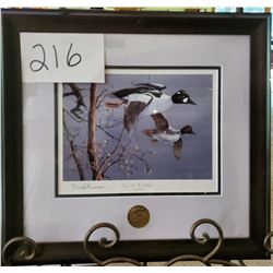 Ducks Unlimited 2009 "Eyes on the Willows" by Dick Benson Framed 17"w x 16"h