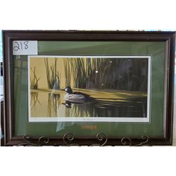 Ducks Unlimited 819/1500 "The Whistler" by Lynn R. Kaatz Framed 33"w x 23"h