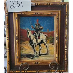 Soldier on Horse Back Framed 14"w x 16"h