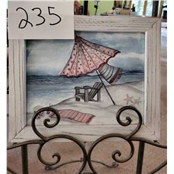 Beach Chair and Umbrella by E. Smithson 12"w x 10"h