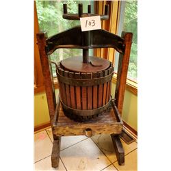 Antique Modified Wine Press opens for storage of bottles liquor cabinet 27"w x 22" x 53"h