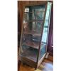 Image 1 : Antique Solid Oak Fancy Curio/Display Cabinet, Glass w/ Mirrored Back - 5 Shelves, Opens from Back