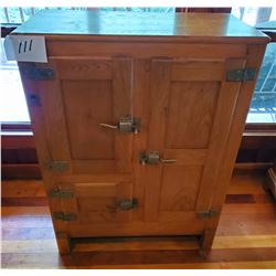 Antique Solid Oak Refrigerator, Rare, 3 Doors - Solid Metal Latches