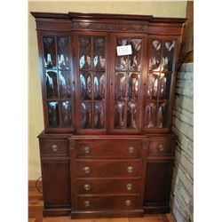 Beautiful, Antique Cherry , Cabinet ,Secretary, Bowed Glass Doors, w/ Drop Front Desk, Drawer Base