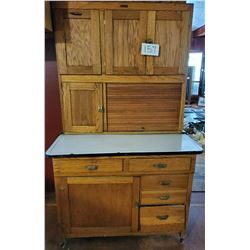 Antique Hoosier Style Kitchen Cabinet, Complete, w/ Porcelain Top, Early 1900s
