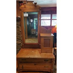 Antique Oak Gentleman's Dresser  3 drawers, 1 door - approx 42"w x 20 1/2"d x 81"tall
