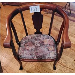 Beautiful Curved Back Chair with graceful, pawfoot legs, embroidered seat fabric - approx 31"t x 27"