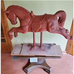 Heavy Antique Carousel Horse on stand - approx 40"l x 22"h x 12"w
