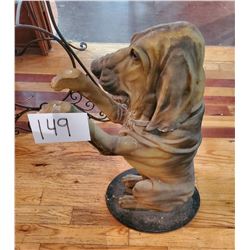 Sitting up Blood Hound composite statue - would have had a shelf - approx 34"t x 18"d