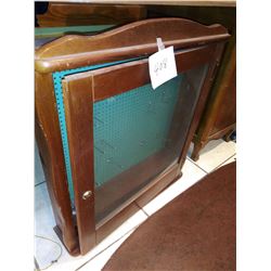 Wooden Gun Display Case, w/ Lock, Pegboard and Hooks